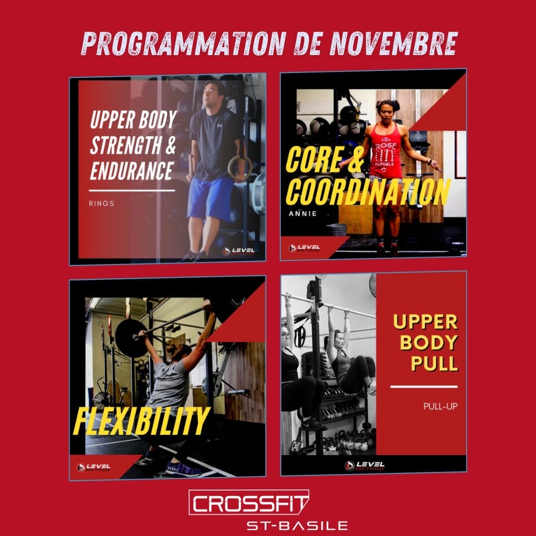Programmation d'entrainement du mois de novembre